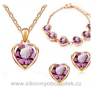 Fashion Jewelry Souprava náhrdelníku a náušnic srdce růžová