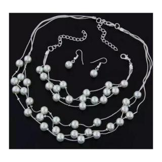 Fashion Jewelry Souprava perličky stříbrná