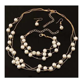 Fashion Jewelry Souprava perličky zlatá
