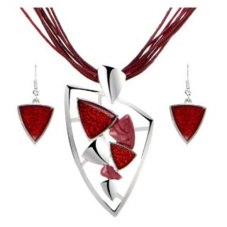 Fashion Jewelry Souprava šperků smalt červená náušnice a náhrdelník