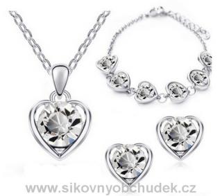 Fashion Jewelry Souprava srdce s čirými krystaly