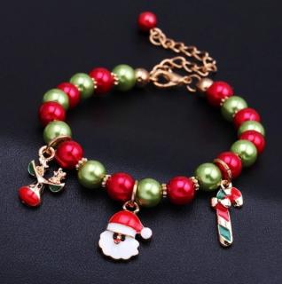 Fashion Jewelry Vánoční náramek s korálky a přívěsky
