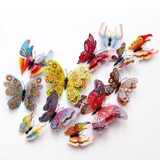 KidsDeco Motýli 3D 12 ks magnetky nebo samolepky čínský styl