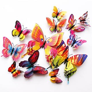 KidsDeco Motýli 3D 12 ks magnetky nebo samolepky mix barev