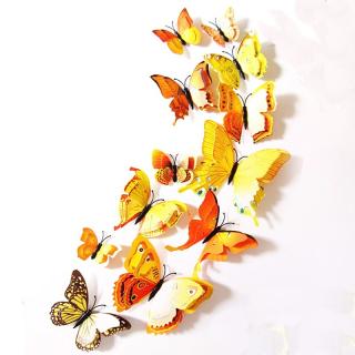 KidsDeco Motýli 3D 12 ks magnetky nebo samolepky žlutý mix