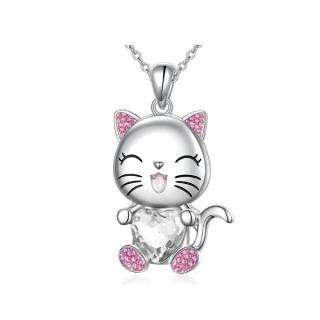 Lilley Jewelry Dívčí náhrdelník kočička Crystal Heart JN669-92