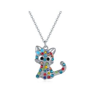 Lilley Jewelry Dívčí náhrdelník kočička s modrou mašlí JN241