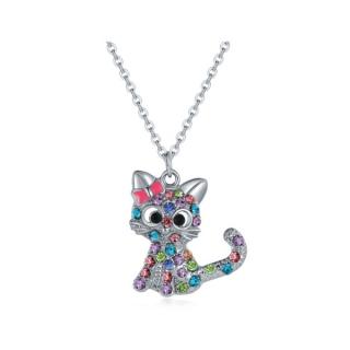 Lilley Jewelry Dívčí náhrdelník kočička s růžovou mašlí JN240