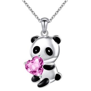 Lilley Jewelry Náhrdelník panda s růžovým srdíčkem JN278