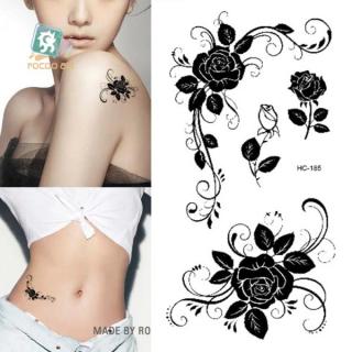 Rocolo Design Tetovací obtisky růže 6 x 10,5 cm černé