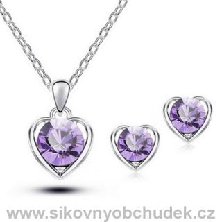 Souprava šperků violet hearts náhrdelník a náušnice