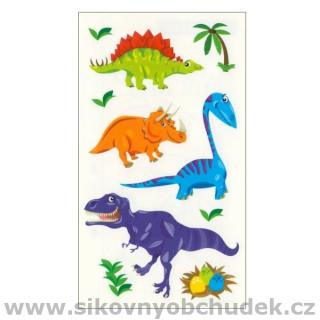 Tetování barevné pro děti s glitry 6 x 10,5 cm dinosauři menší