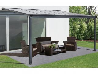 Hliníková pergola 3,13 x 3,03 - bronzový polykarbonát