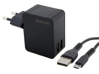AVACOM HomeNOW síťová nabíječka 3,4A se dvěma výstupy, černá barva (micro USB kabel)