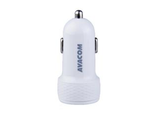 AVACOM nabíječka do auta 5V/3,1A se dvěma USB výstupy, USB - USB-C kabel, bílá barva