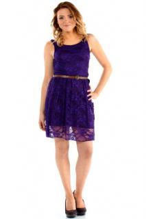 Letní šaty krátké krajkové - fialové