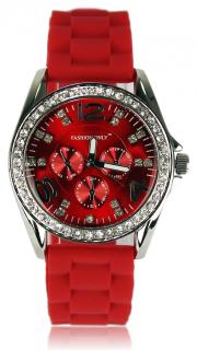 Luxusní hodinky s kamínkama - červené