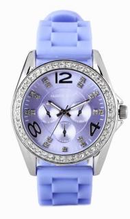 Luxusní hodinky s kamínkama - fialové
