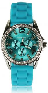 Luxusní hodinky s kamínkama - modré