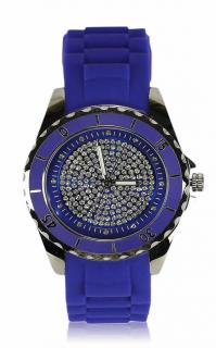 Luxusní hodinky s kamínkama - modré