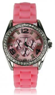 Luxusní hodinky s kamínkama - růžové