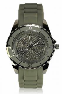 Luxusní hodinky s kamínkama - šedé