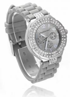 Luxusní hodinky s kamínkama - stříbrné