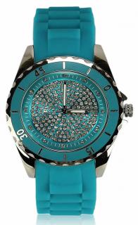 Luxusní hodinky s kamínkama - sv. modré