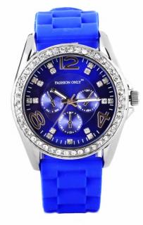 Luxusní hodinky s kamínkama - tm modré