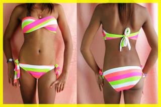 Luxusní NEON neonové plavky BIKINY proužky 1