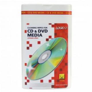 Čisticí trhací ubrousky, na CD a DVD, dóza, 100 ks, LOGO