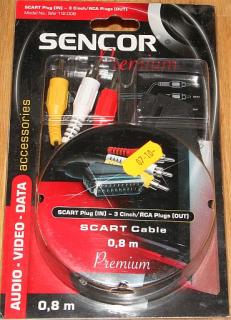 Sencor scart konektor-3x Cinch/RCA konektor, 0.8m