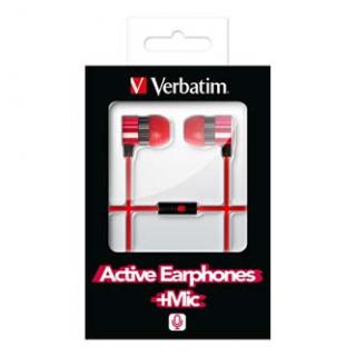 Verbatim, 49110, sluchátka, ovládání hlasitosti, červená, 3,5mm konektor