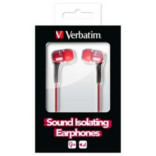 Verbatim, 49114, sluchátka, ovládání hlasitosti, červená, 3,5 mm konektor