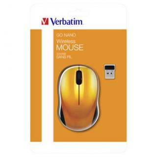 Verbatim Myš bezdrátová, 1 kolečko, USB, oranžová, 1600dpi