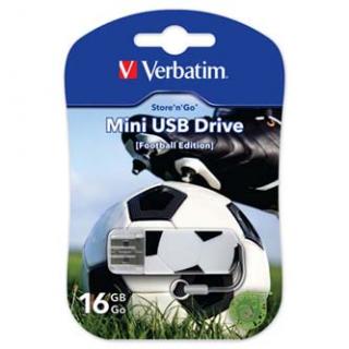 Verbatim USB Mini Sports Edition, 2.0, 16GB, Sports Edition-fotbal, bíločerná, 49879, pro archivaci dat