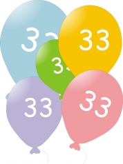 Balónky s číslem 33, 10 ks