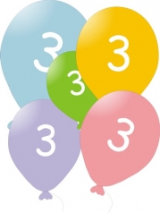 Narozeninové balonky s číslem 3, 10ks