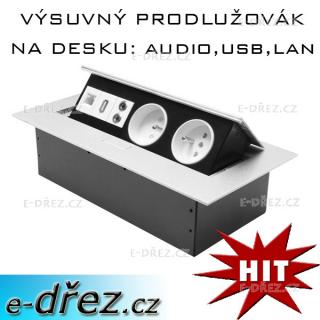 VÝSUVNÝ PRODLUŽOVÁK na desku POWER PORT AUDIO, USB, LAN