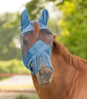 Maska Premium modrá s ušima a třásněmi na nos