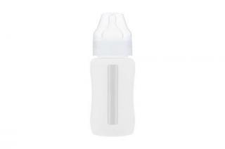 EcoViking - Švédsko Kojenecká lahev skleněná 240 ml široká silikonový obal bílá