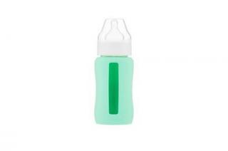 EcoViking - Švédsko Kojenecká lahev skleněná 240 ml široká silikonový obal zelená mátová