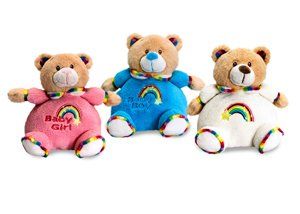 Keel Toys - Kulatý medvídek Rainbow růžový