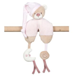 Nattou Milo a Lena hračka na autosedačku medvídek sv.růžový