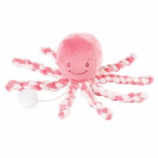 Nattou První hračka miminka hrající chobotnička PIU PIU Lapidou pink coral - light pink 0m +