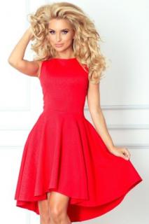 Kratší společenské šaty s volnou sukní, prodloužená zadní část, červené 8691
