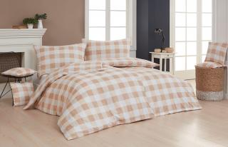 Ložní povlečení krep deluxe - Quadro Beige velikost: 140/220+70/90