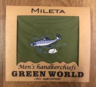 Pánský kapesník GERE - ryby zelené - 1 ks vzor: losos - 1 ks