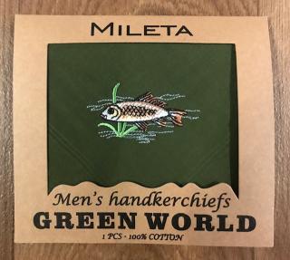 Pánský kapesník GERE - ryby zelené - 1 ks vzor: plotice - 1ks