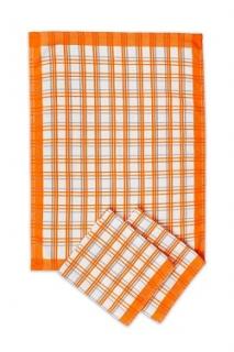 Utěrka - tradiční káro - oranžové barva: káro oranžové - 3 ks